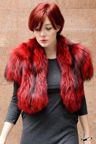 Dyed Red Fox Fur Bolero Two Toned 7787