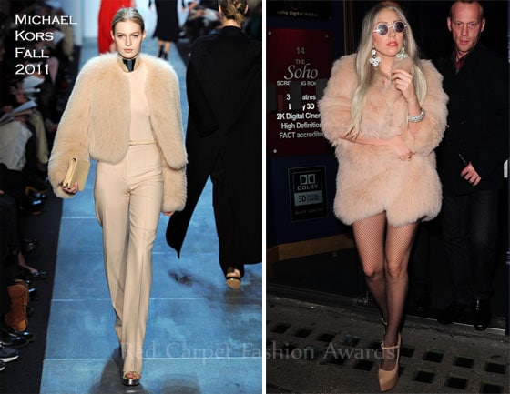 lady Gaga wears fur coats on the red carpet