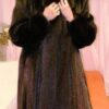 Beautiful Ranch Mink Full Length Fur Coat Black Fox Tuxedo Fronts