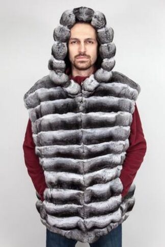 Chinchilla Vest with Hood For Men from Marc Kaufman Furs New York City, Baltimore, Dallas, Atlanta, Seattle,Portland