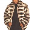 Mans Chinchilla Fur Bomber Jacket Horizontal