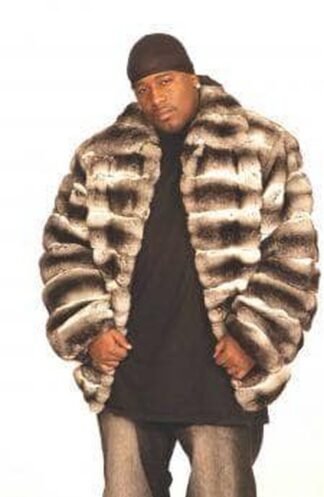 Mans Chinchilla Fur Bomber Jacket Horizontal
