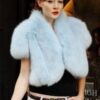 Baby Blue Fox Fur Cape Jacket
