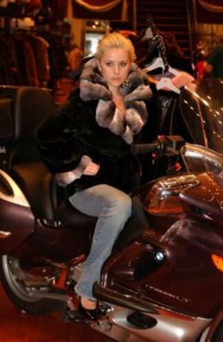 Ranch Mink Jacket Chinchilla Collar Motorcycle 4456