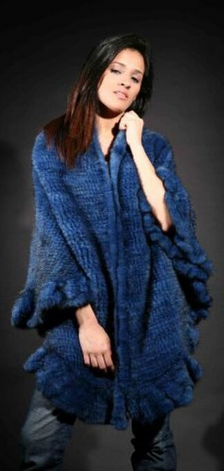 Royal Blue Knit Mink Cape 4235