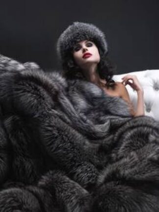 art of fur indigo fox blanket