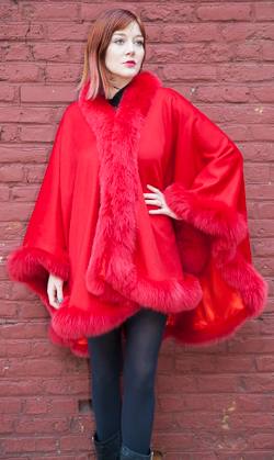 Red Cashmere Cape Dyed Red Fox Border Marc Kaufman Furs
