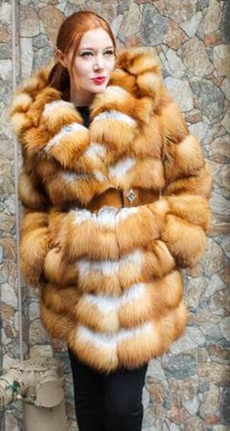 Red Fox Fur Stroller Belt Hood 0975
