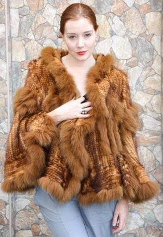 Whiskey Knit Mink Fox Fur Capelet 00554