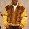 Whiskey Yellow White Mink Mans Bomber Fur Jacket