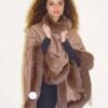 Camel Cashmere Cape Marching Fox Fur Border