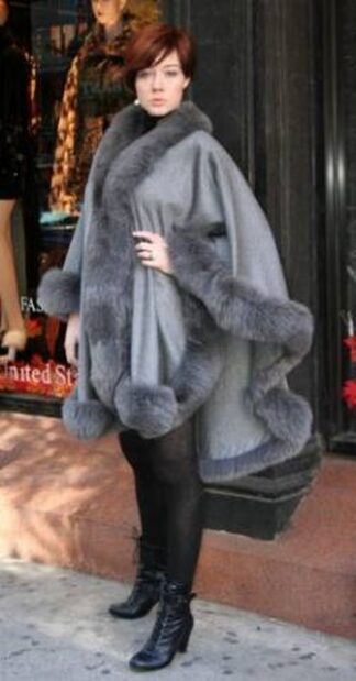 gray cashmere cape fox tuxedo