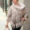 Ivory Knit Mink Fur Poncho 8811
