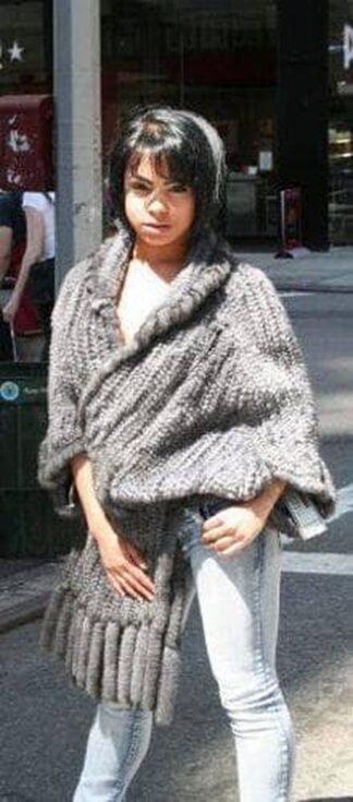 Blue Iris Knit Mink Fur Cape 99887