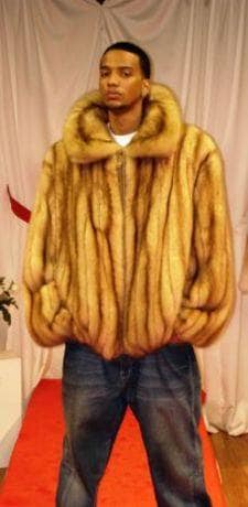 Mans Golden Sable Bomber Fur Jacket