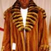 Mans Whiskey Mink Fur Stroller Chinchilla Collar Tabs