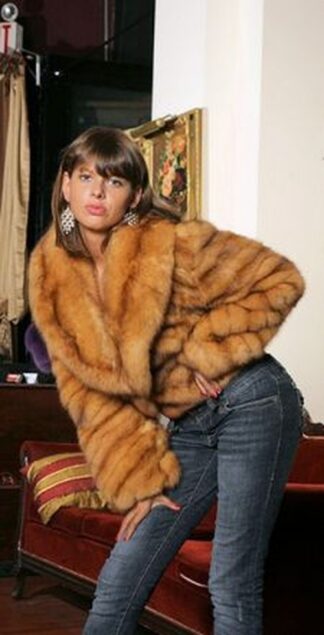 Golden Sable Fur Jacket with Shawl Collar 1238