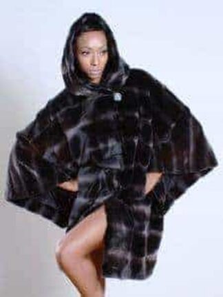 Two Toned Mahogany Sheared Mink Cape Hood 999