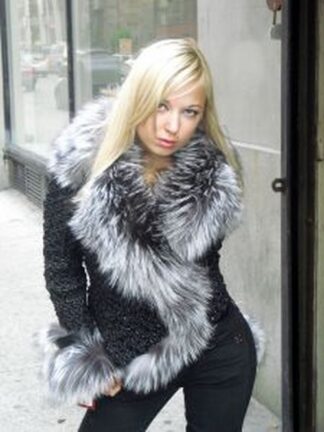 Silver Fox Collar Leather Fur Jacket 8776