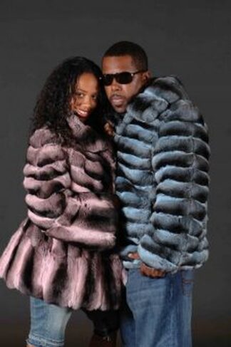 Pink and Blue Chinchilla Fur Jackets for Couples From Marc Kaufman Furs New York City, Atlanta,Los Angeles,Denver, Chicago, Detroit
