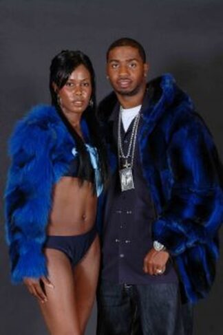Blue Fox Cropped Jacket with Matching Blue Chinchilla Bomber From Marc Kaufman Furs