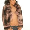 Pink Chinchilla Fur Jacket with Ruffled Collar from Marc Kaufman Furs New York City, Atlanta,Los Angeles,Denver, Chicago, Detroit