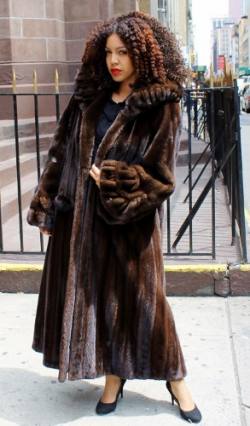 Mahogany Mink Fur Coat Big Rouched Fur Collar Cuffs 1235 – MARC 