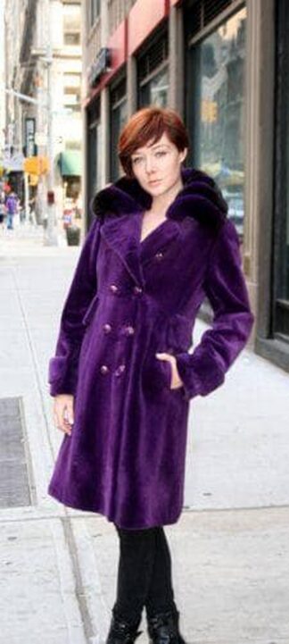Purple Sheared Mink Fur Coat with Matching Purple Chinchilla Fur Collar from Marc Kaufman Furs New York City, Atlanta,Los Angeles,Denver, Chicago, Detroit , Dallas, St. Louis, Lincoln