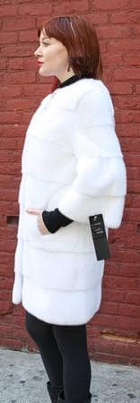 Classic White Mink Fur Stroller Short Sleeves