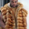 Men's Red Fox Hoodie Fur Vest