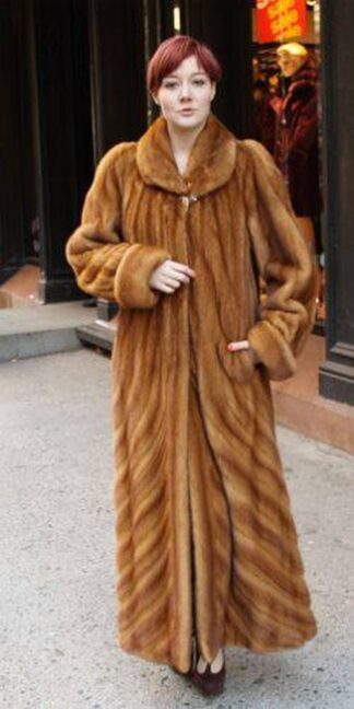 Full Length Whiskey Mink Coat Directional 2326