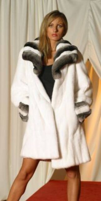 White Mink Stroller Chinchilla Fur Collar Cuffs 99111