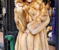 Amazing Red Fox Fur Stroller Cross Cut Hood marc Kaufman furs NYC Fur Store