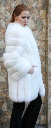 White Fox Fur Stroller Diagonal Sleeves
