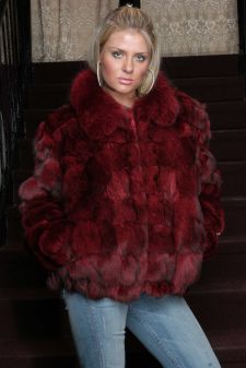 burgundy fox fur coat