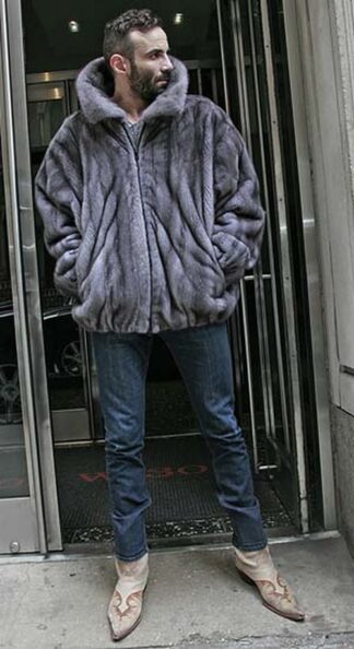 Mens Blue Iris Mink Bomber Fur Jacket from Marc Kaufman Furs New York City, Baltimore, Dallas, Atlanta, Seattle,Portland