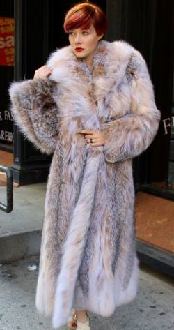Full Length Canadian Lynx fur Coat Shawl Collar 377