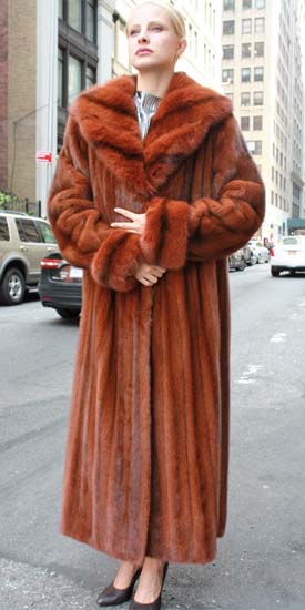 Marc Kaufman Furs Presents a cayenne red mink fur coat with matching sable fur collar from Marc Kaufman Furs New York,Argentina,United Kingdom,Austria,Denmark,Norway,Australia,Finland,Saudi Arabia,Oman,Kuwait,Jordan,Egypt