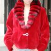 Red Sheared Mink Jacket with Chinchilla Collar from Marc Kaufman Furs New York City, Atlanta,Los Angeles,Denver, Chicago, Detroit , Dallas, St. Louis, Lincoln
