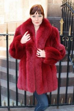 Marc Kaufman Furs presents a red blue fox fur jacket with fluffy shawl collar from Marc Kaufman Furs New York City,Fur coats in Baltimore, fur coats in Chicago, fur coats in Detroit, fur coats in Los Angeles, fur coats in Detroit, fur coats in orange county, fur coats in Atlanta, fur coats in Denver, fur coats in Dallas, fur coats in Seattle, fur coats in Portland, fur coats in Santiago, fur coats in Portugal, fur coats in Madrid