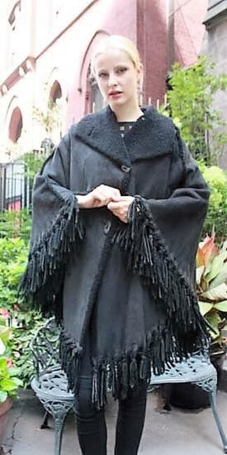 Charcoal Gray Shearling Cape from Marc Kaufman Furs New York City, furs in Boston,furs in Chicago,furs in Philadelphia,furs in Detroit,furs in Columbus,furs in Indianapolis,furs in Baltimore,furs in Memphis,furs in Washington DC,furs in Milwaukee,furs in Atlanta,furs in Virginia Beach,furs in Cleveland,furs in Pittsburgh,furs in Cincinnati,furs in Lexington