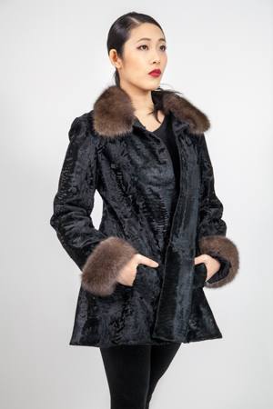 Classy Black Russian Broadtail Sable Fur Collar Cuffs