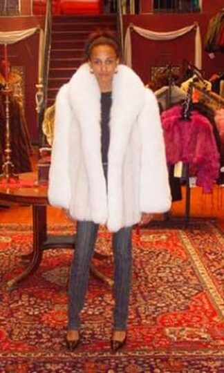 Blue Fox Fur Jacket with White Fox Fur Trim from Marc Kaufman Furs New York City,furs in Boston,furs in Chicago,furs in Philadelphia,furs in Detroit,furs in Columbus,furs in Indianapolis,furs in Baltimore,furs in Memphis,furs in Washington DC,furs in Milwaukee,furs in Atlanta,furs in Virginia Beach,furs in Cleveland,furs in Pittsburgh,furs in Cincinnati,furs in Lexington