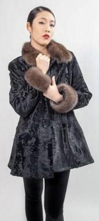 Black Swakara  Russian Sable Collar Cuffs