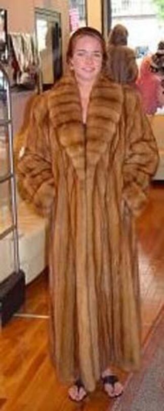 Golden Canadian Sable Fur Coat with Cross Cut Shawl Collar  from Marc Kaufman Furs New York City, Atlanta,Los Angeles,Denver, Chicago, Detroit , Dallas, St. Louis, Lincoln
