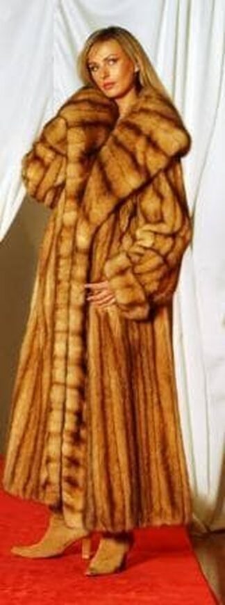 Full Length Canadian Golden Sable Fur Coat Large Shawl Collar