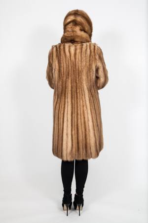 Golden Russian Sable Fur Hooded Cape Collar Stroller