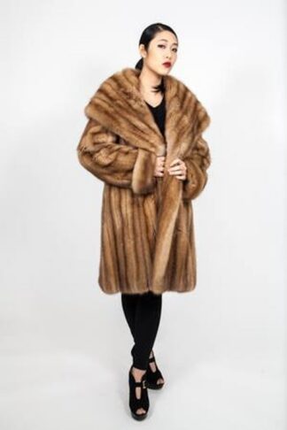 Golden Russian Sable Fur Hooded Cape Collar Stroller Made USA