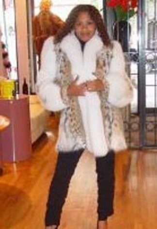 American Cat lynx jacket White Fox Tuxedo Fronts Sleeve Trim 669 – Marc Kaufman Furs