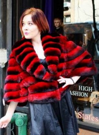 Horizontal Red Chinchilla Fur Bolero Jacket  from Marc Kaufman Furs New York City, Furs in Detroit,Furs in Baltimore,Furs in the Hamptons, furs in the Berkshires, Furs in Niagra Falls, Furs in Nova Scotia, Furs in Seattle, Furs in Palo Alto, Furs in Pacific Palisades, Furs in Ventura, Furs in Nappa Valley. Furs In San Diego, Furs in Dallas, Furs in las Vegas, Furs in Provo, Furs in Portland, Furs in fargo, Furs in Chicago, Furs in Springfield, Furs in Memphis, Furs in New Orleans, Furs in Charlotte, Furs in Durham, Furs in Boca Raton, Furs in Key West